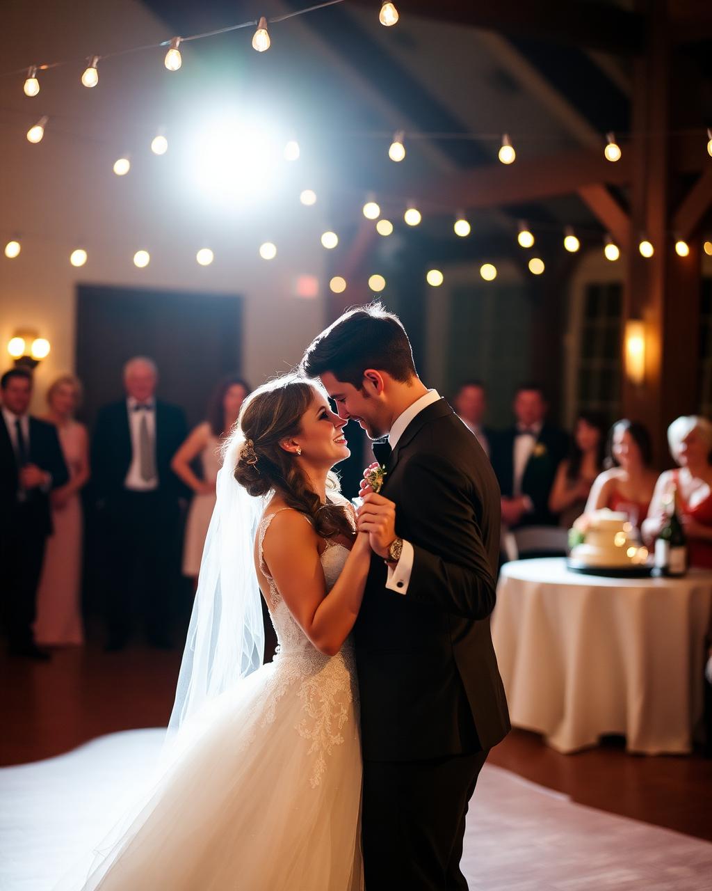 Bride and groom during their first dance